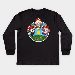 Psychedelic Magic Mushrooms Fungi Kids Long Sleeve T-Shirt